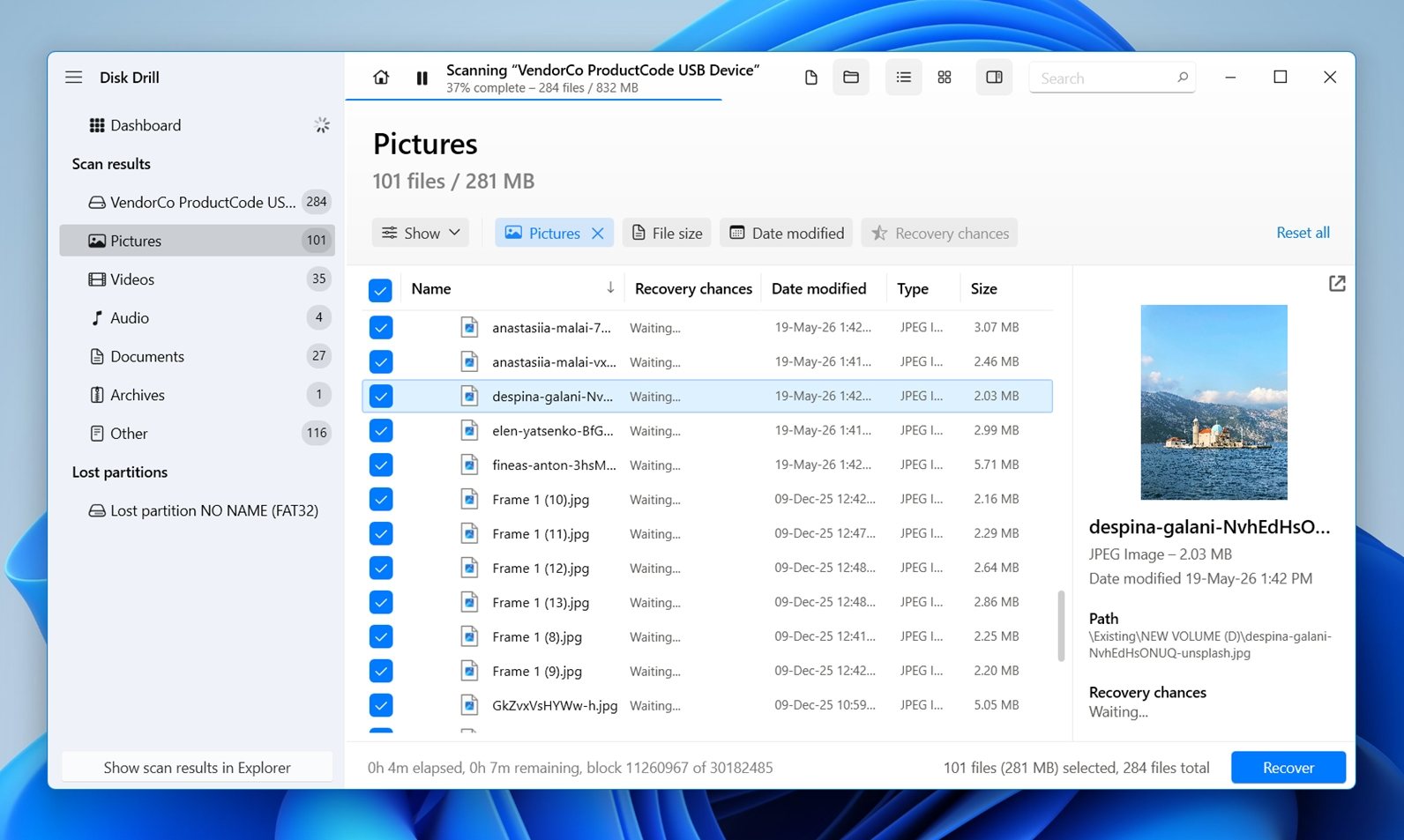 Select the files