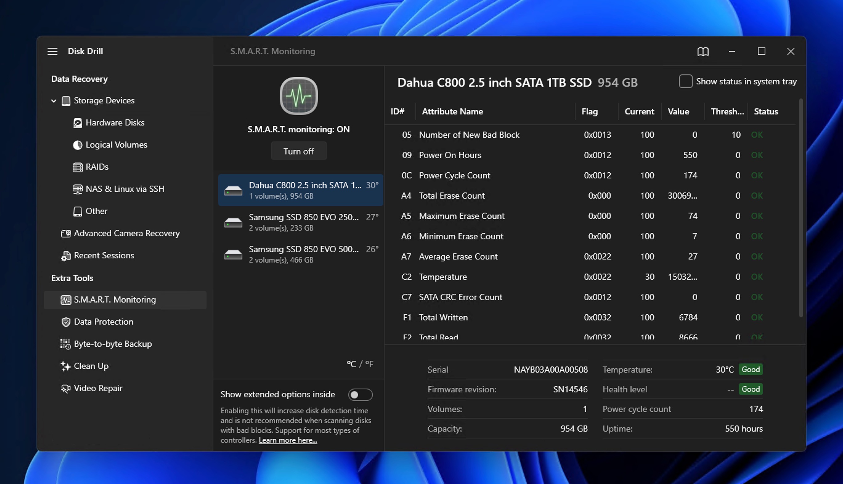 disk drill smart info