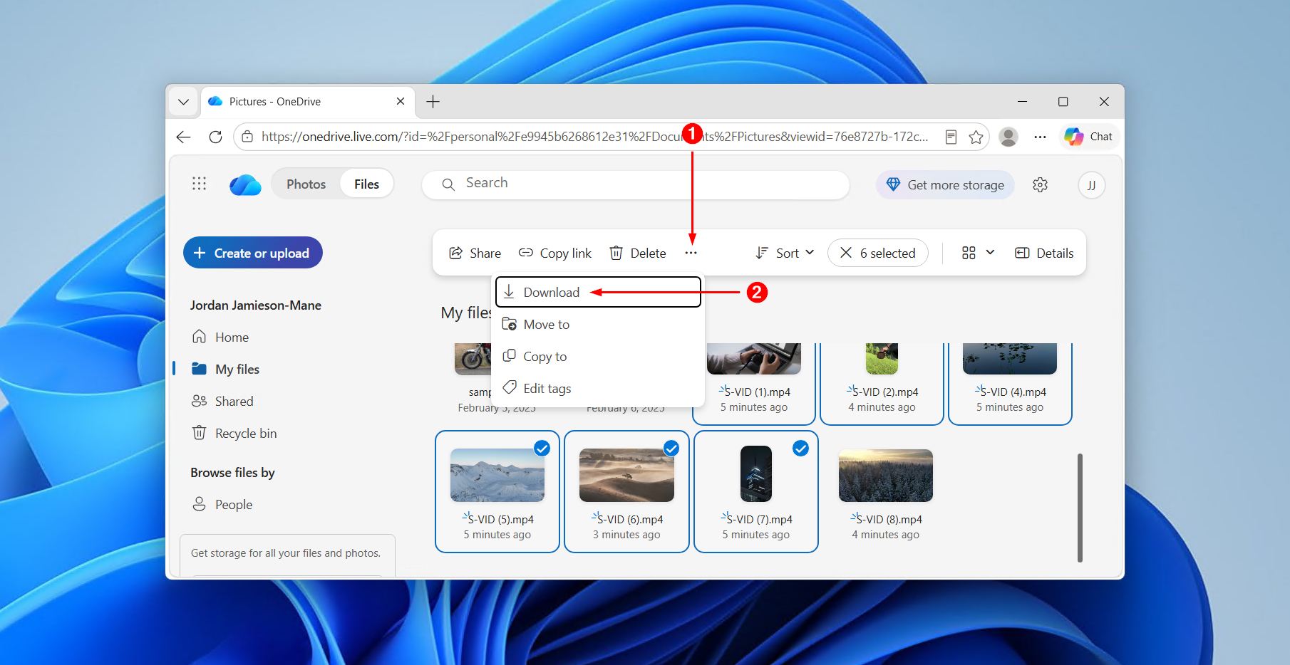 Downloading the OneDrive files.