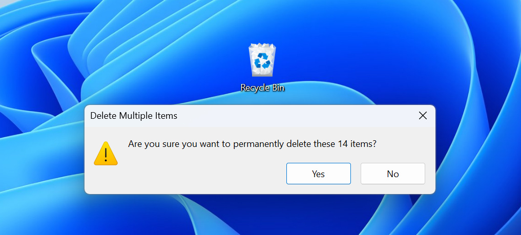 emptying the recycle bin