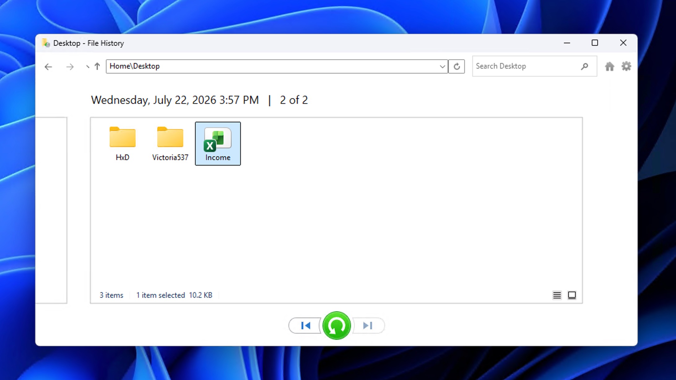 excel recover file history