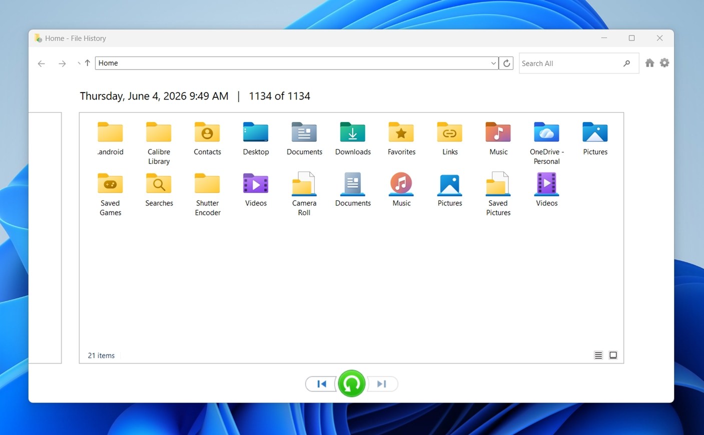 Restore from a backup