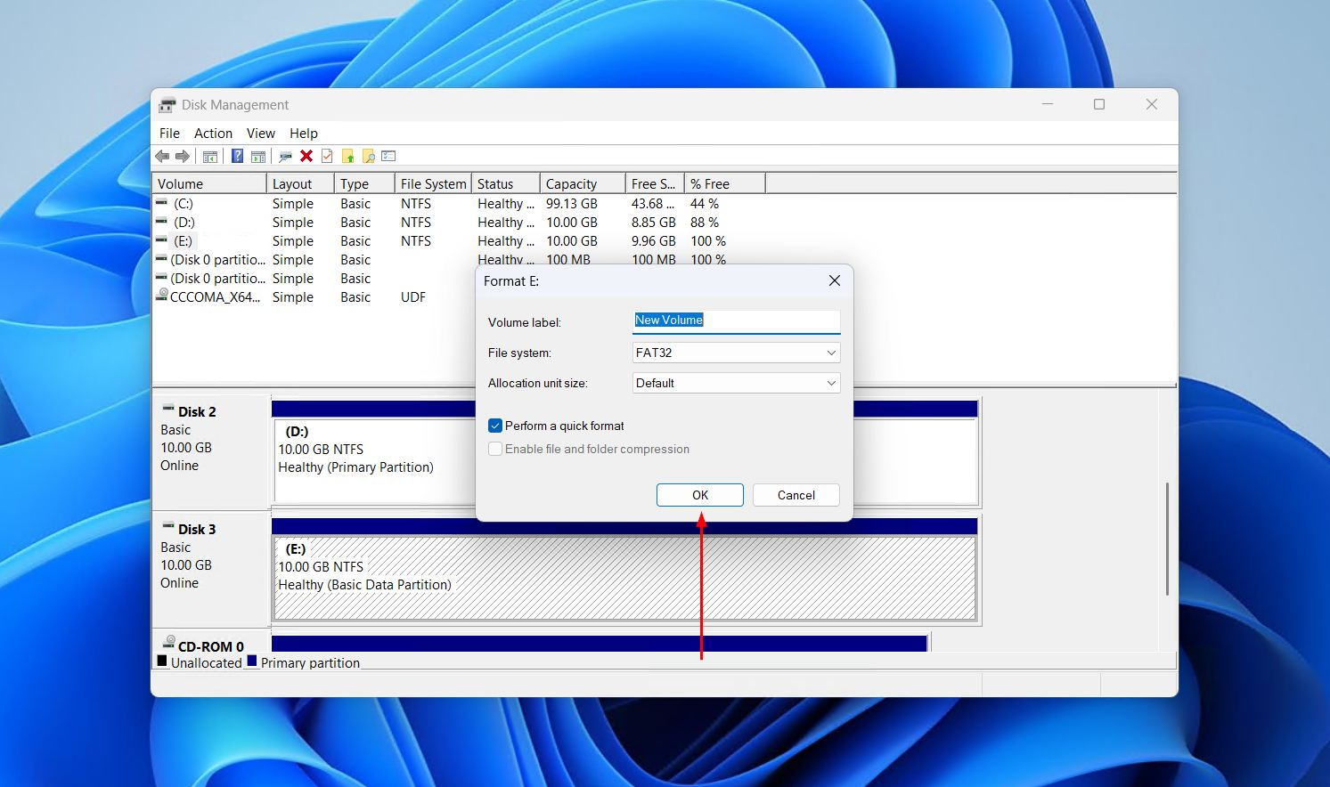 Formatting the existing partition.