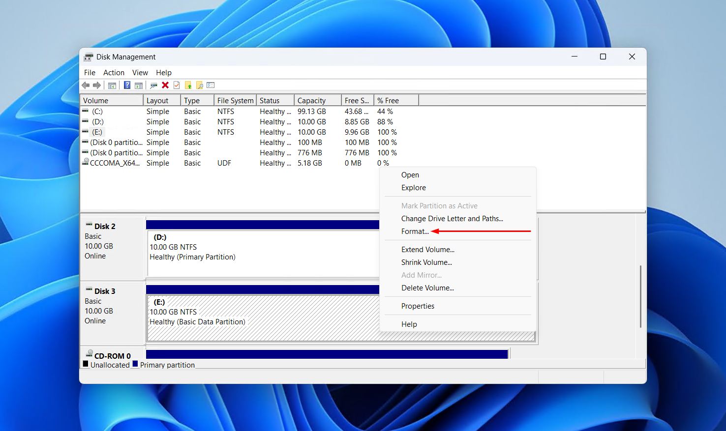 Formatting the volume.