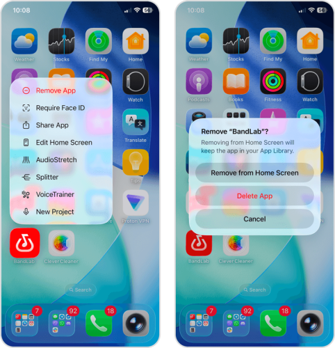 An app being deleted from an iPhone's home screen