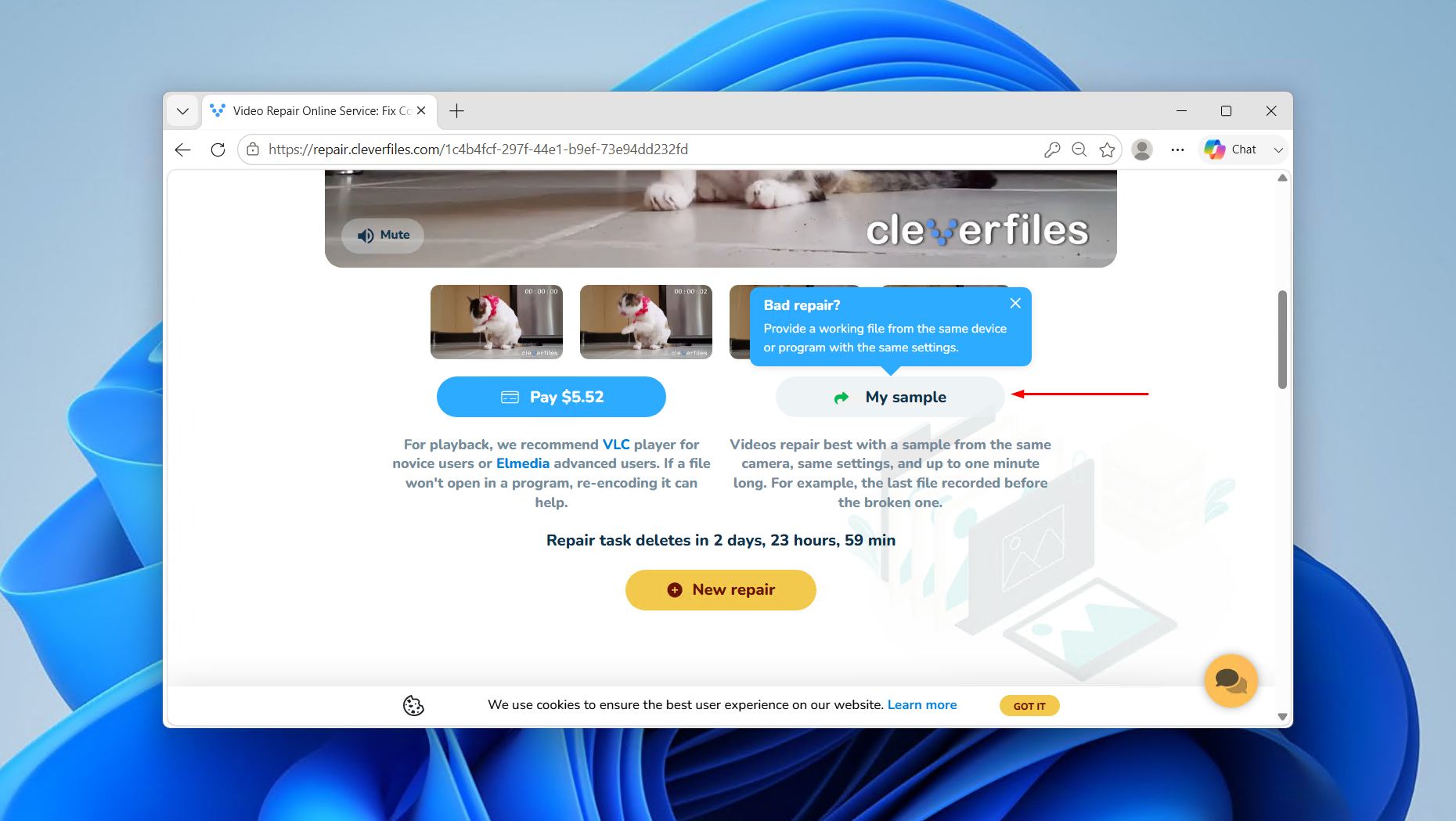 Uploading a sample.