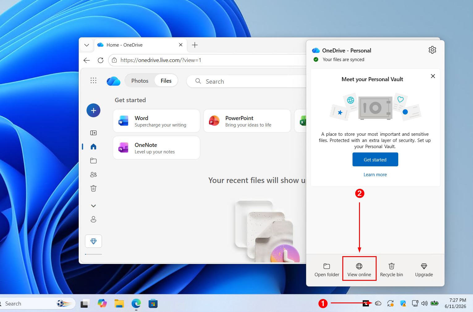 Opening OneDrive.