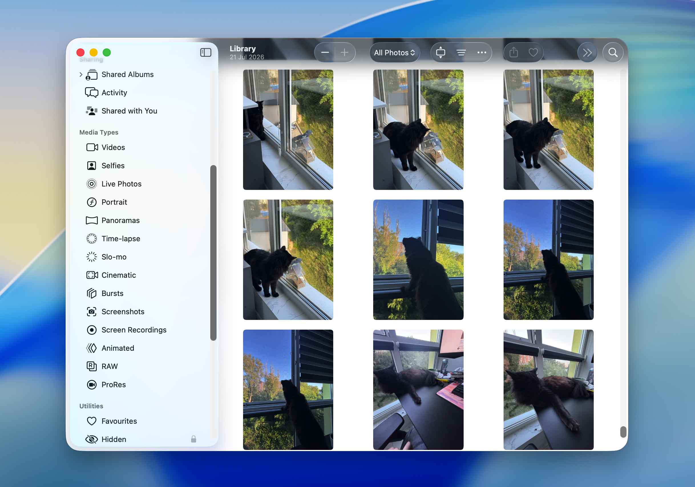 find screenshots section in sidebar photos app
