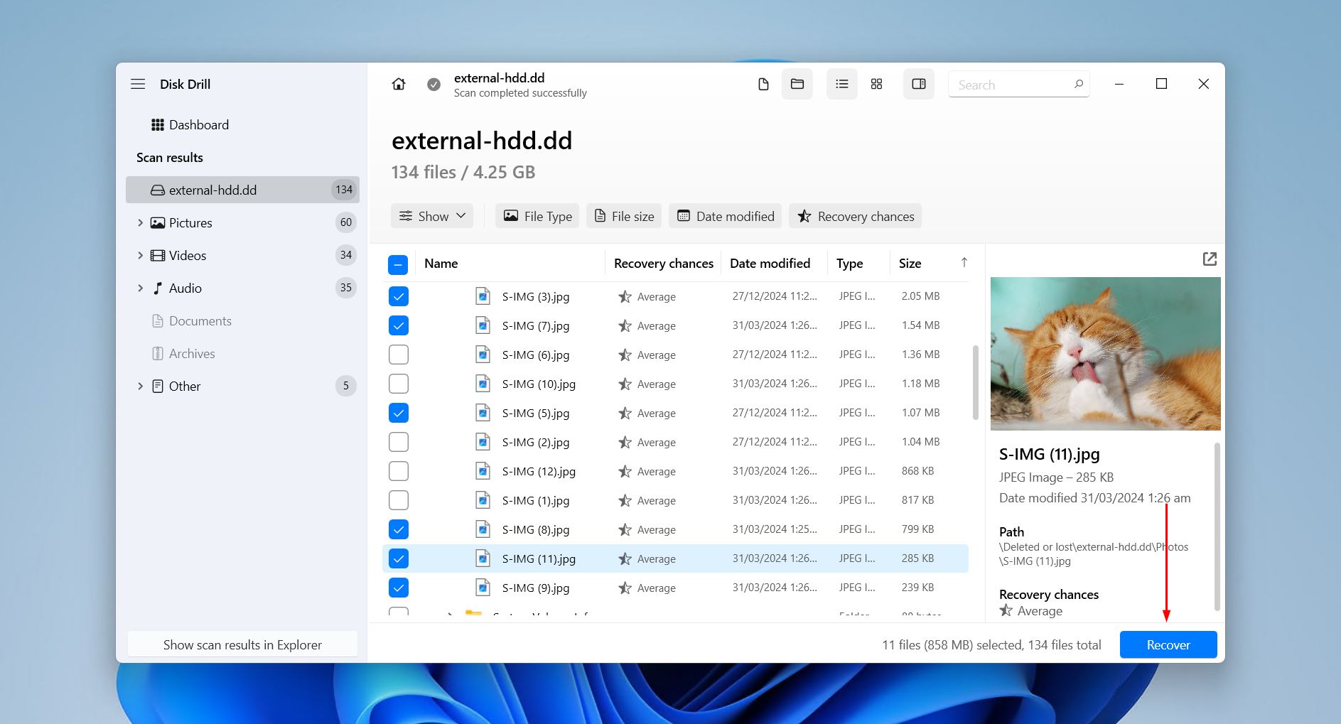Recovering external HDD files.