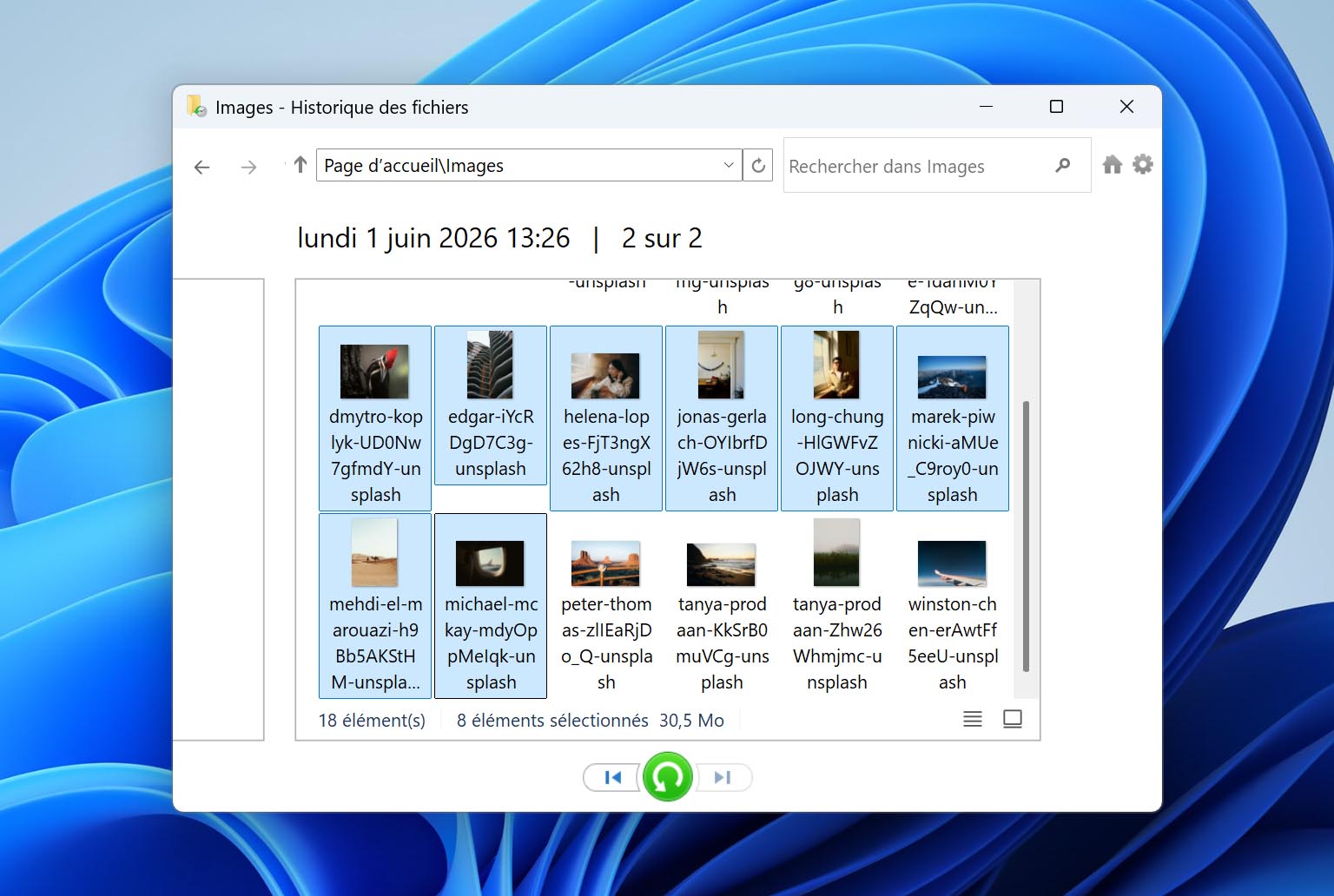 Sélection des photos de la carte SD.