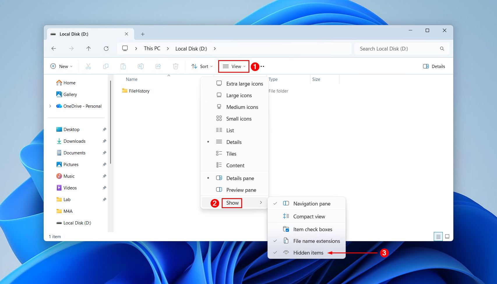 Showing hidden files.