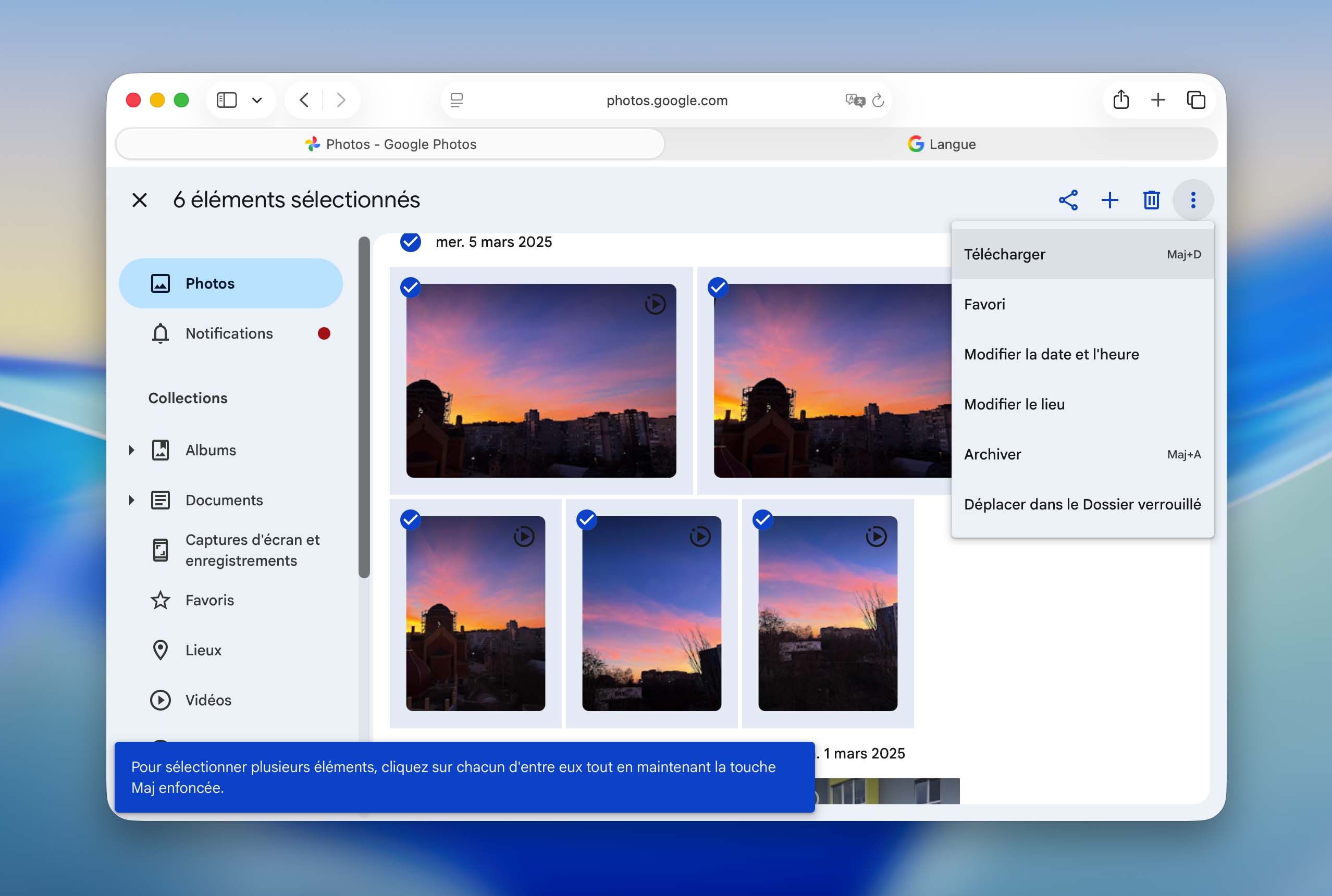 Récupération de photos à partir de Google Photos.
