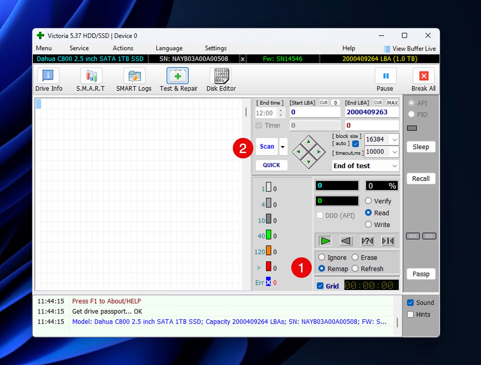 victoria remap and scan