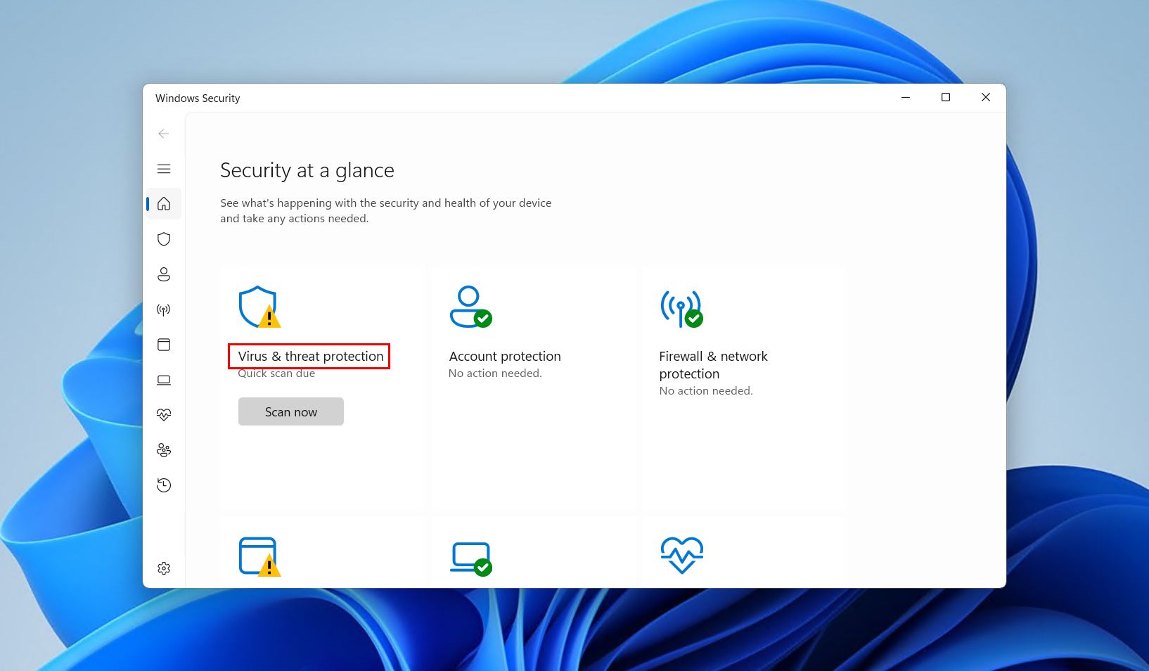 Virus & threat protection.