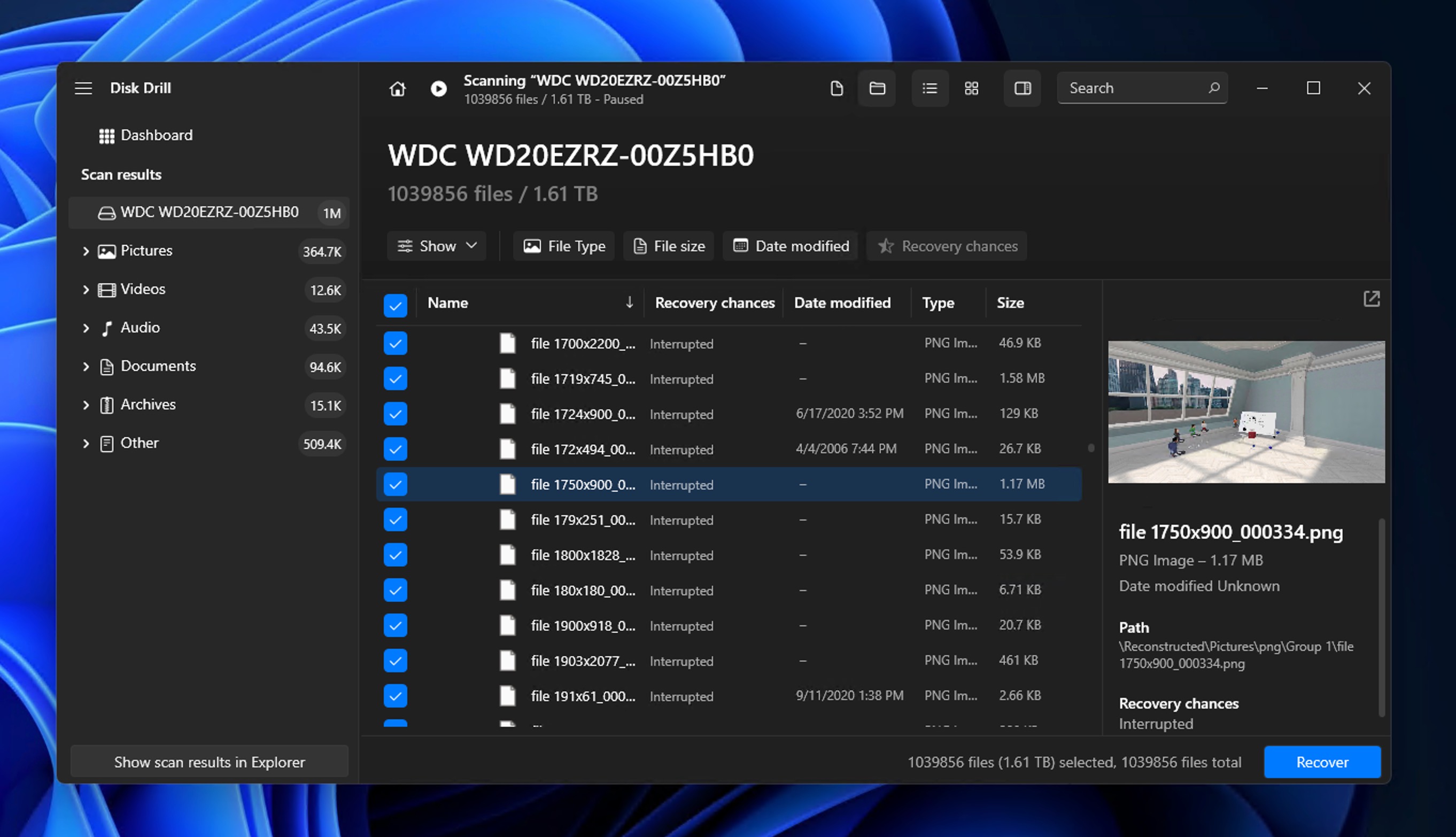 wd reconstructed files