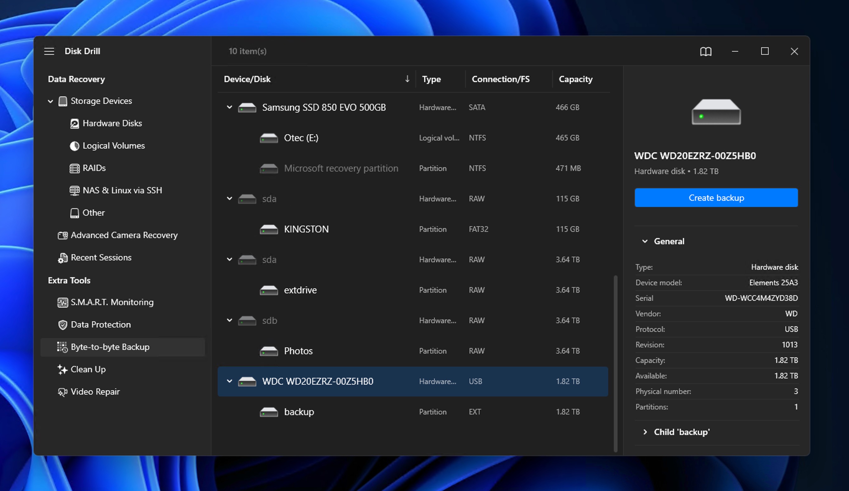 western digital create backup