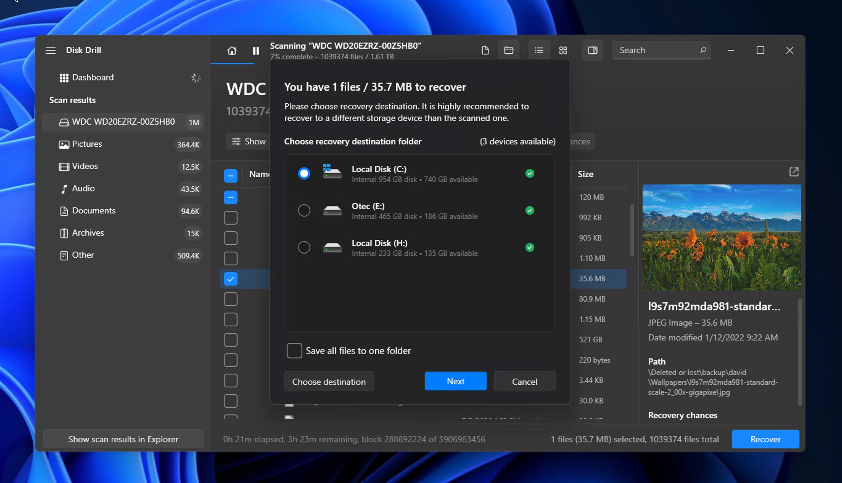 western digital recovery destination
