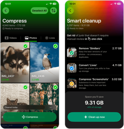 Clever Cleaner Smart Cleanup and Compress features