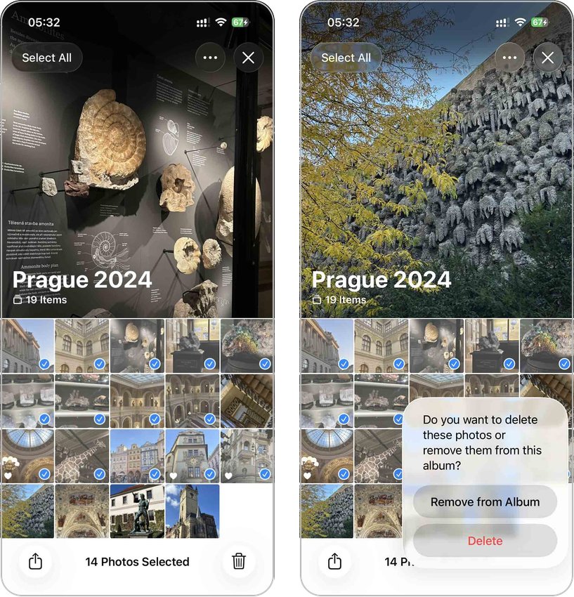 Tap the Trash button in the Photos app