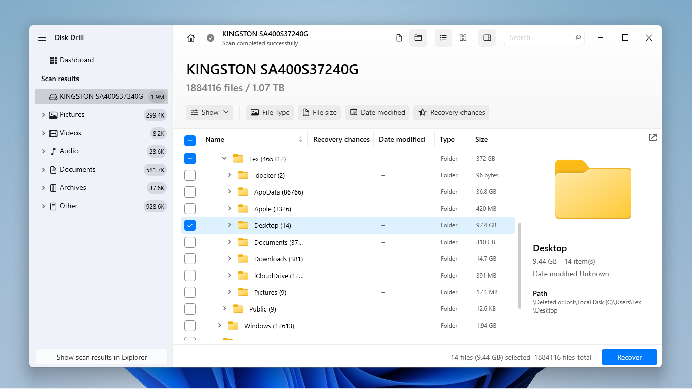 Selecting files to recover in Disk Drill