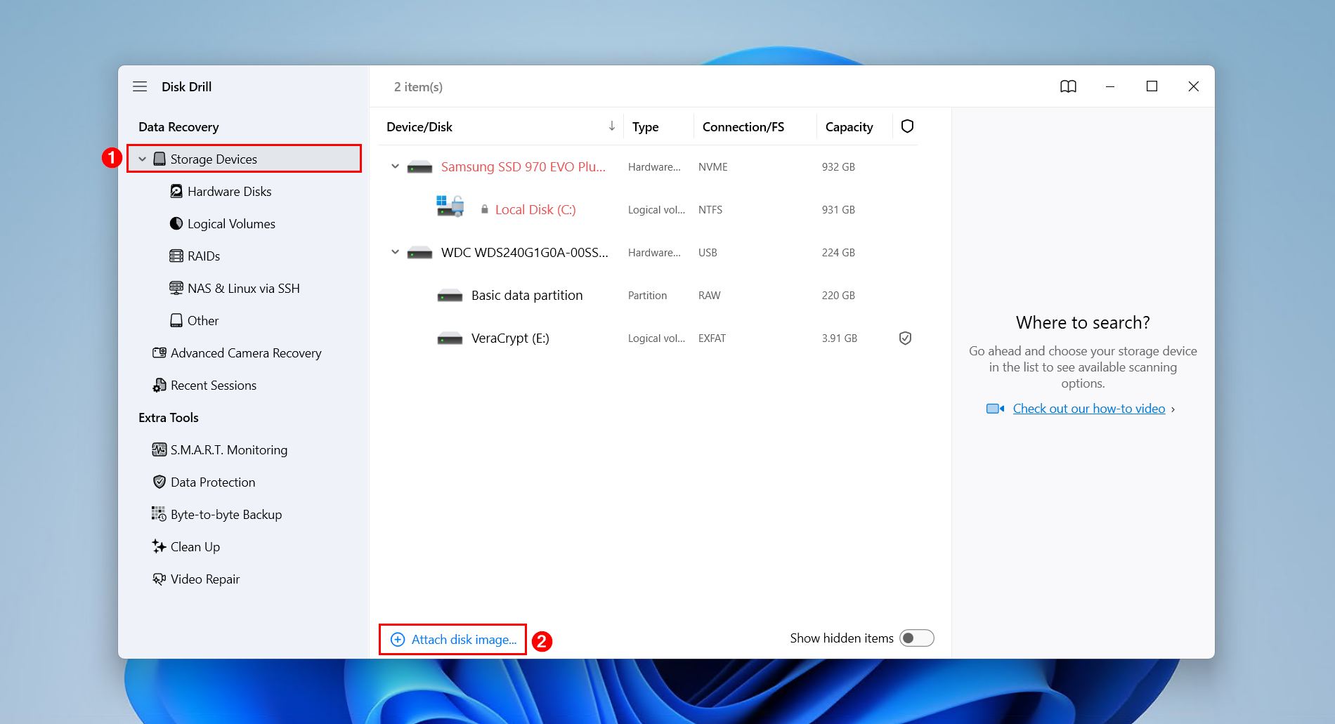 Assigning the disk image.