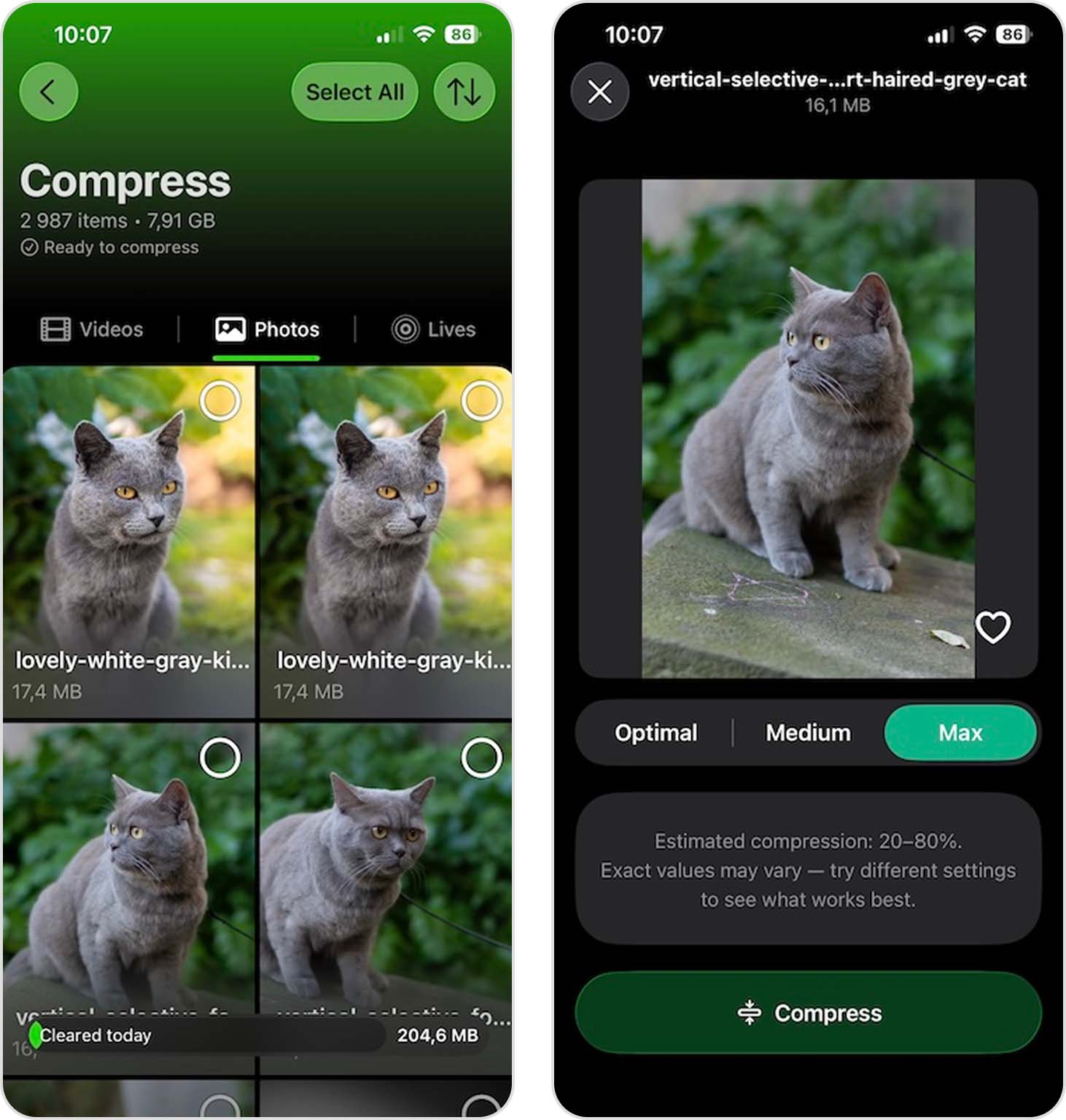 compress photo with clever cleaner