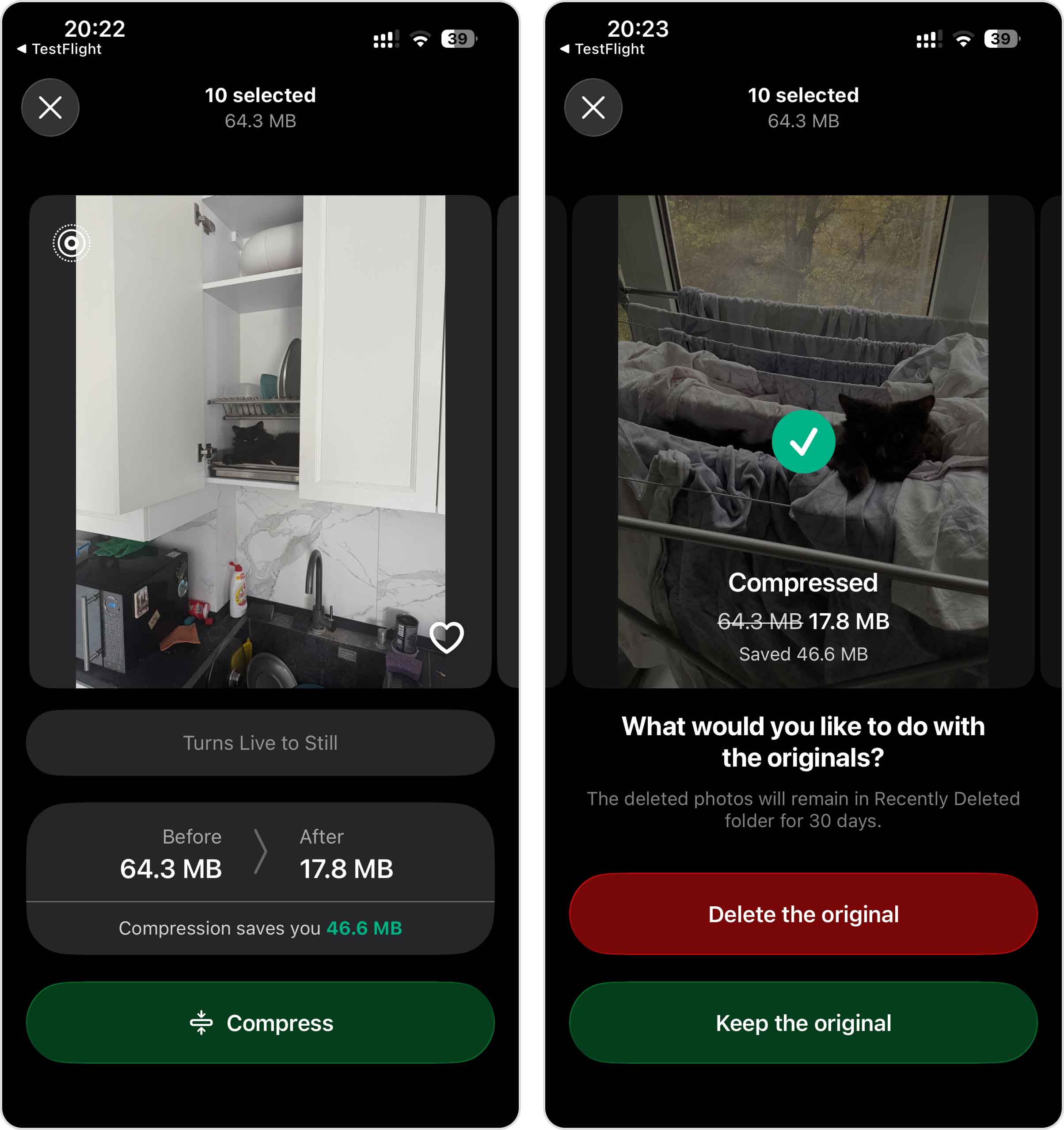 Supprimer les Live Photos originales dans Clever Cleaner