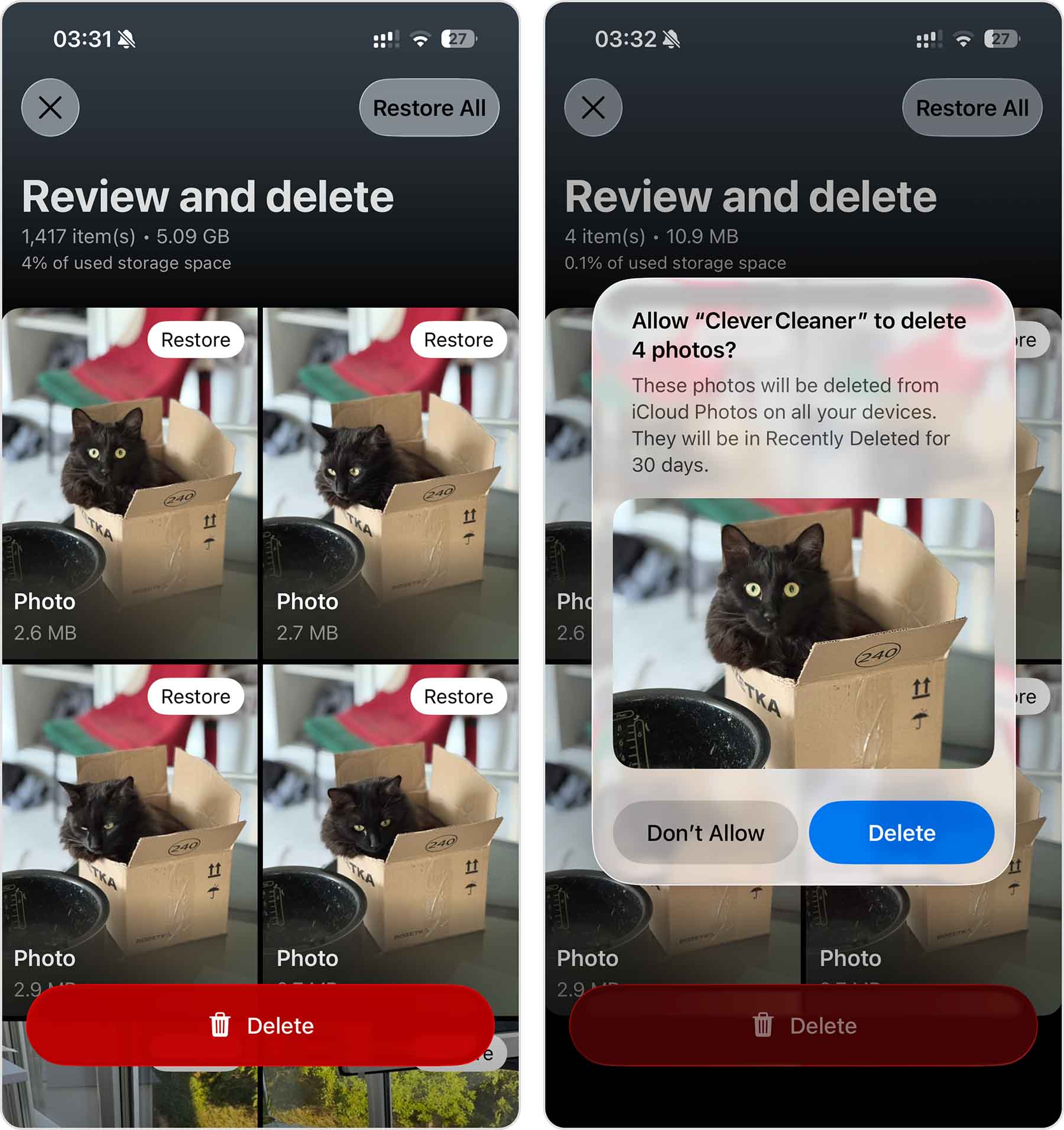 Deleting similar photos in Clever Cleaner
