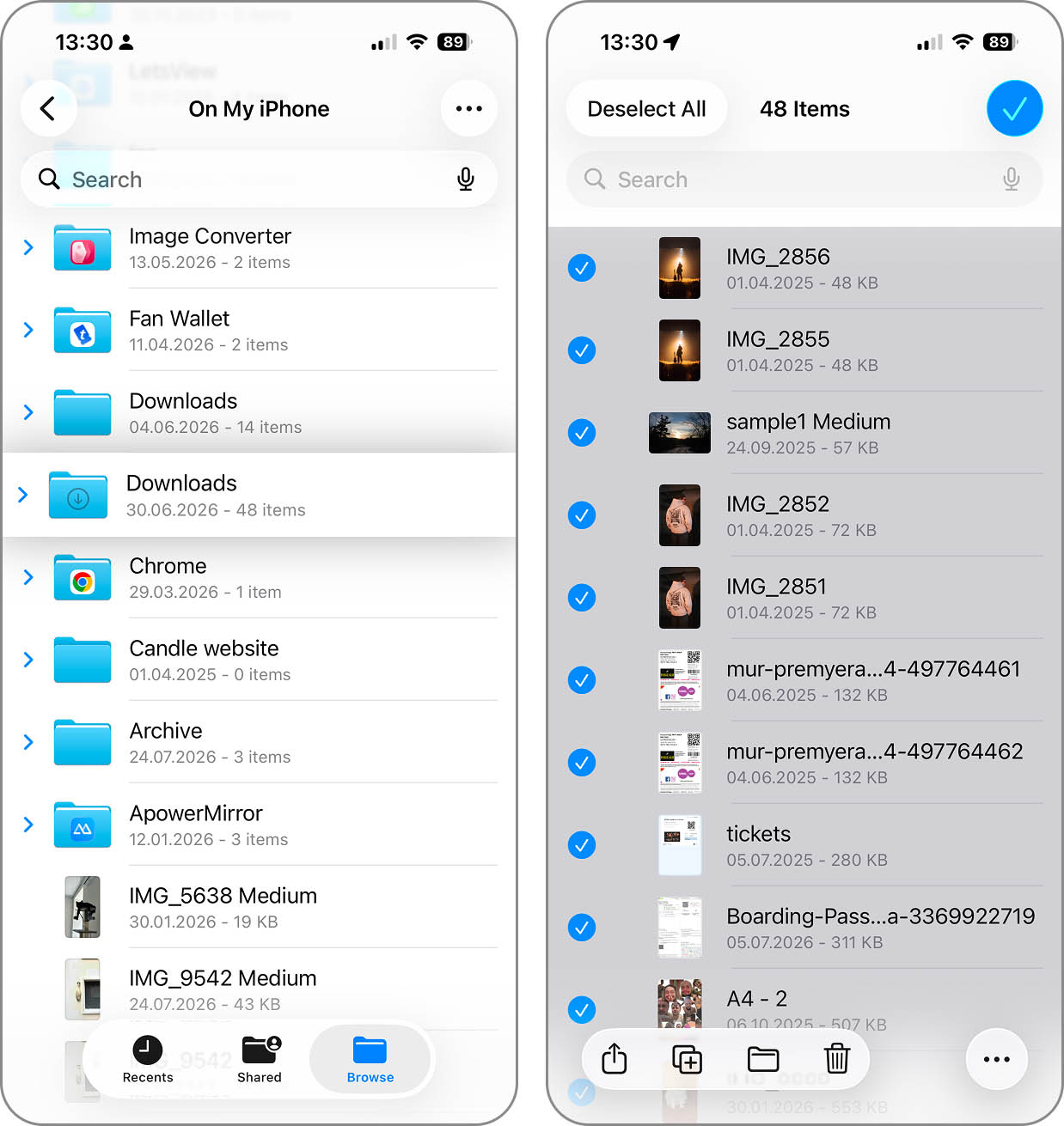 Delete files in the Downloads folder