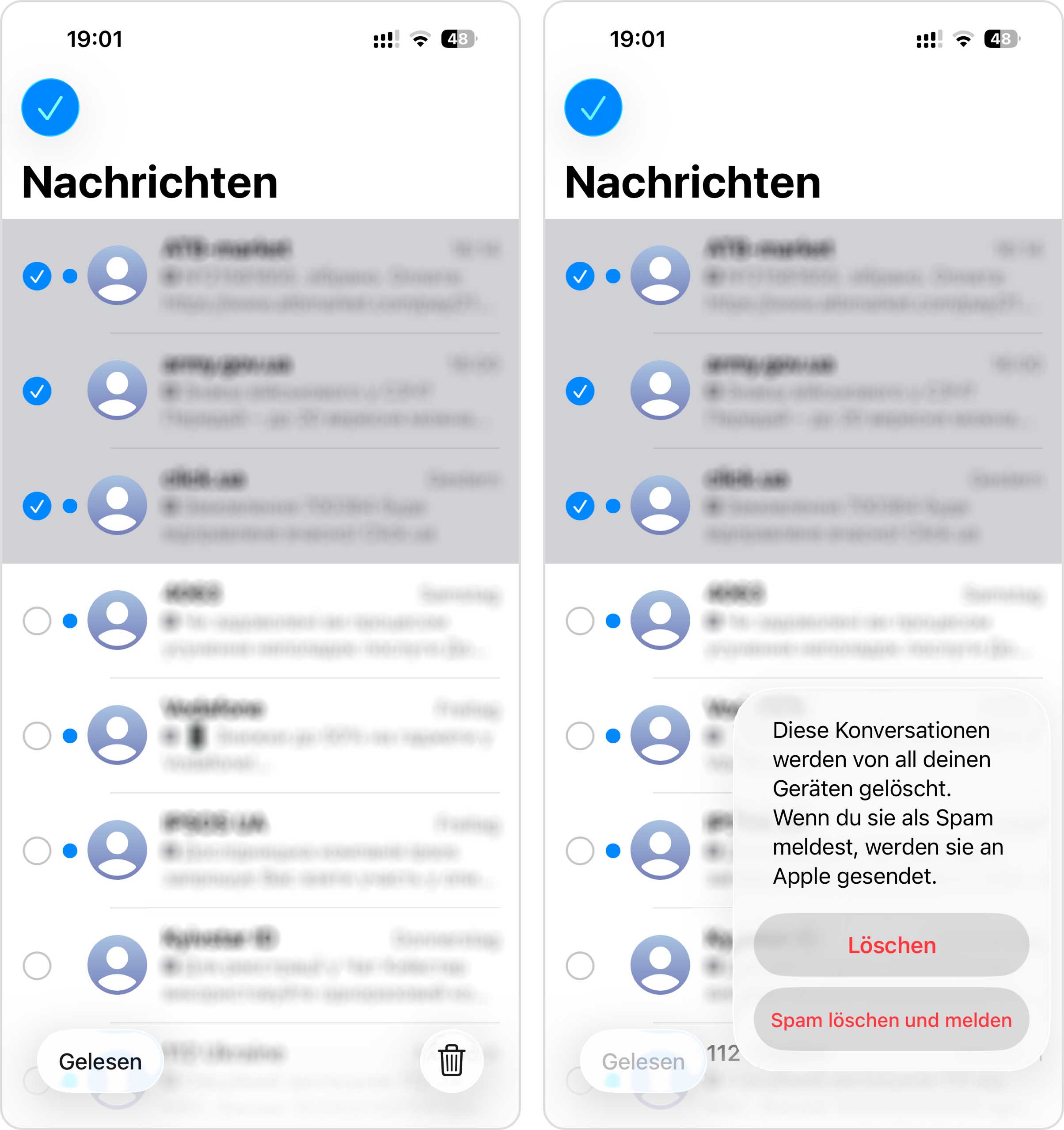 Einige Konversationen vom iPhone löschen