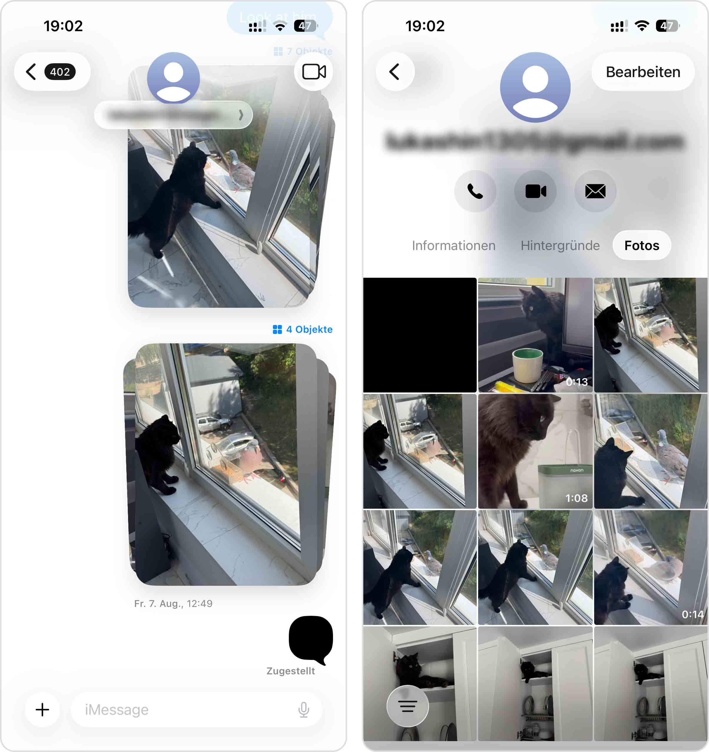 Nachrichtenanhänge in der Konversation finden