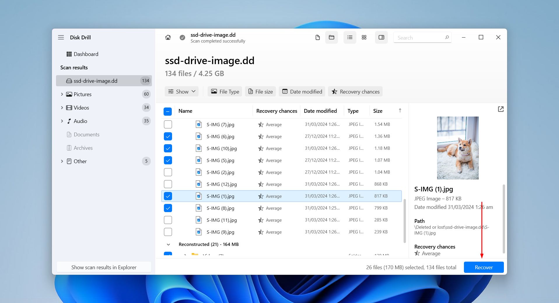 Recovering the SSD files.