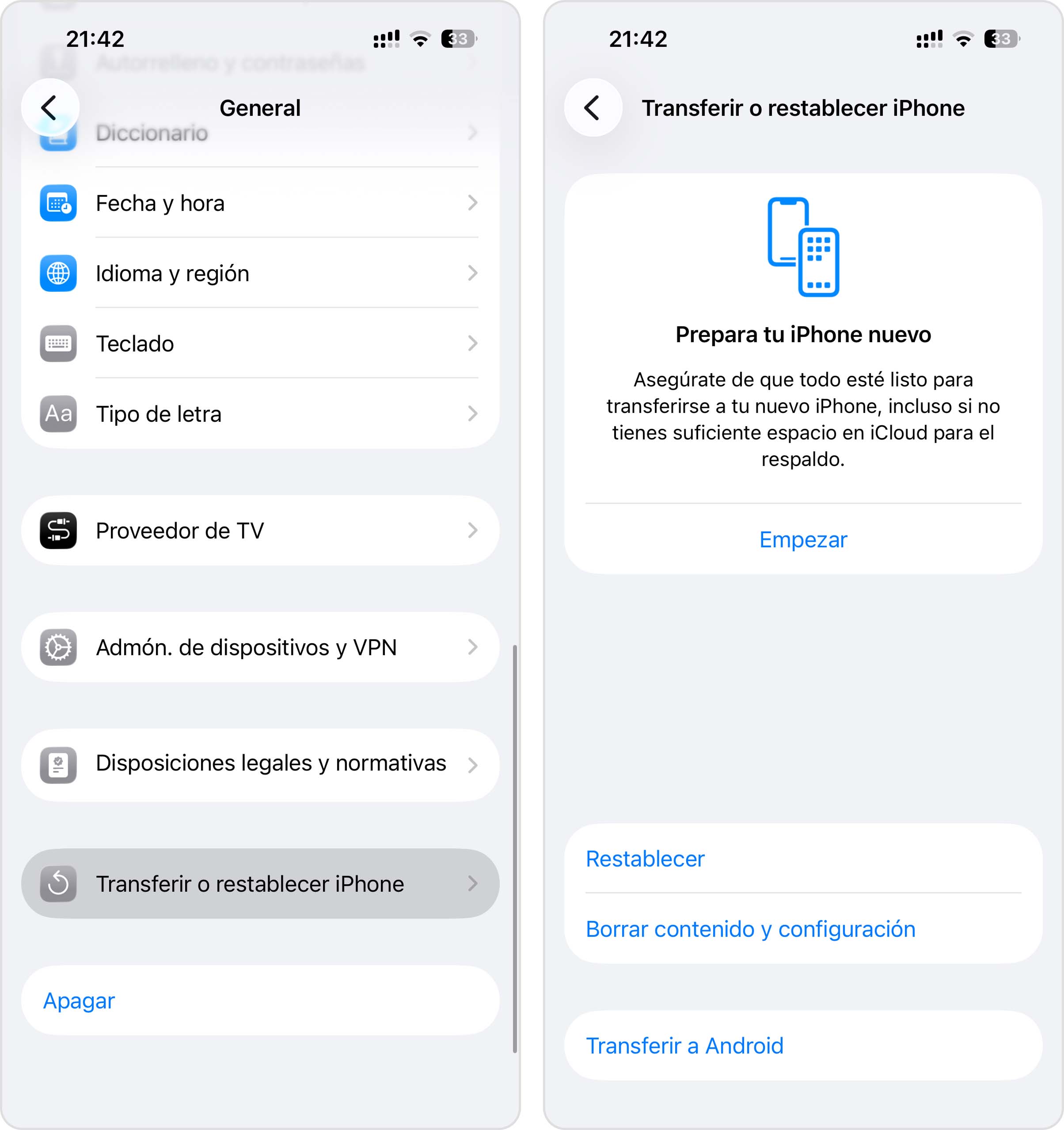 Restablecer el iPhone a su estado de fábrica