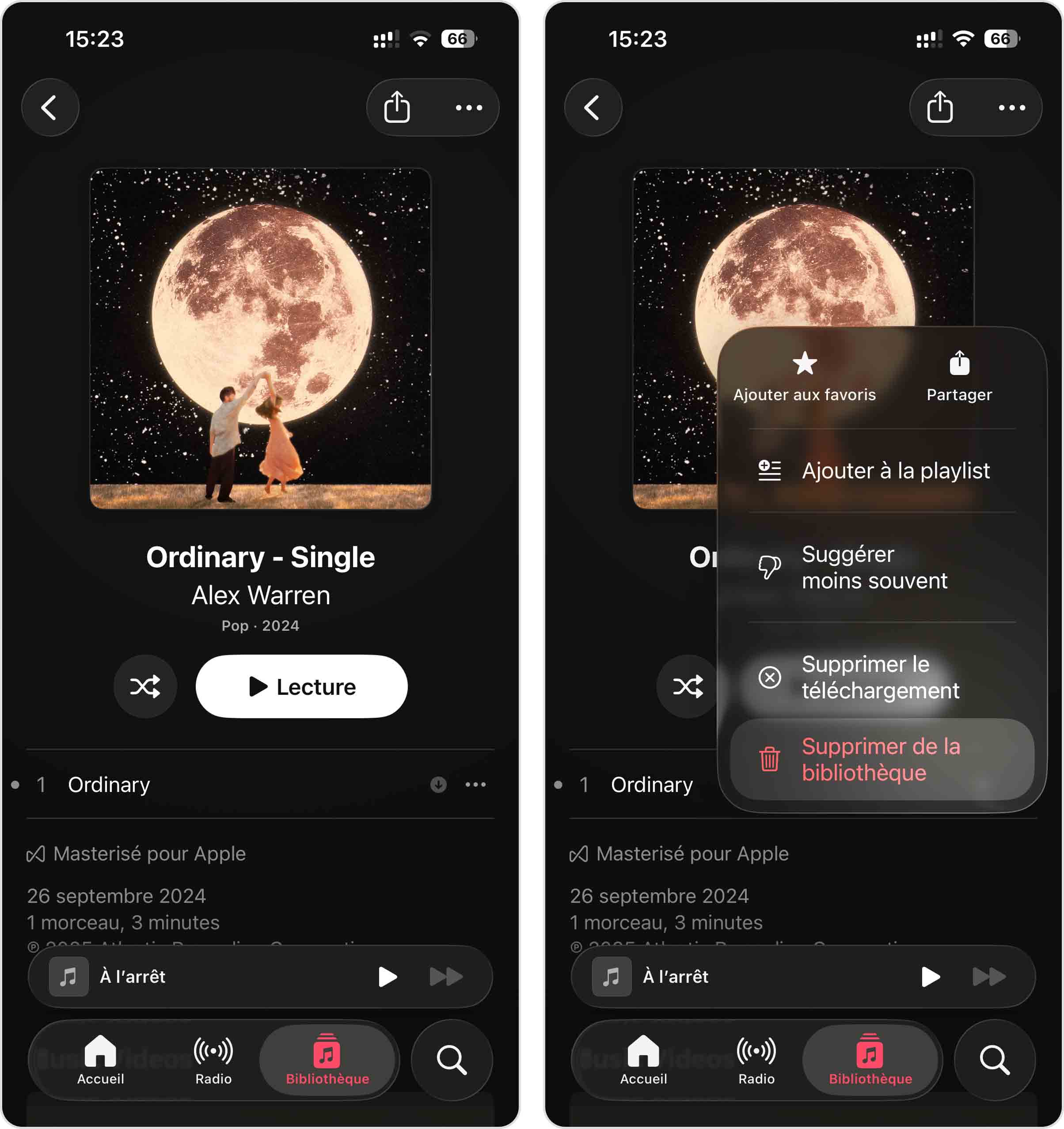 Supprimer la musique téléchargée