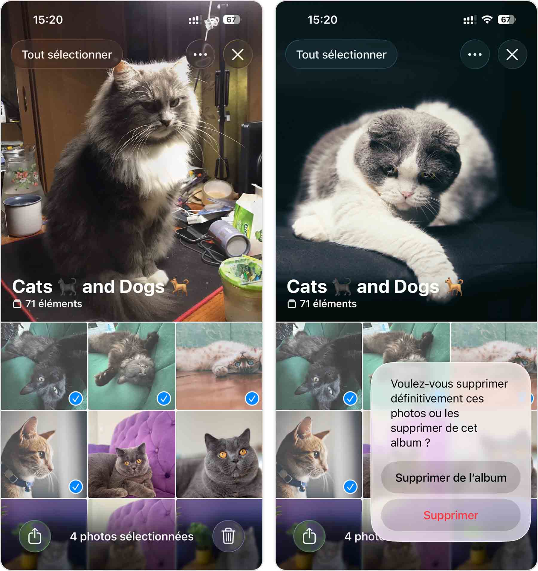 supprimer des photos dans l'application Photos