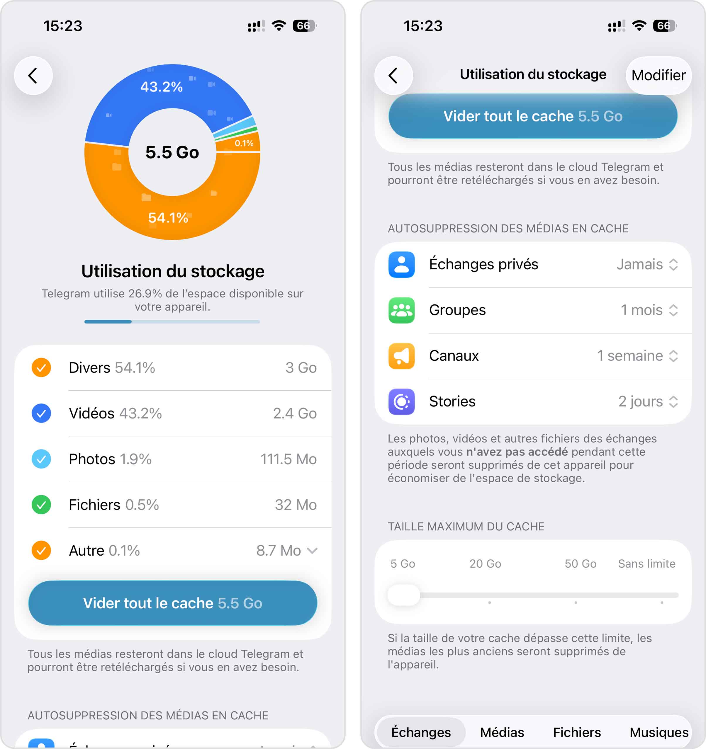 Supprimer le cache Telegram