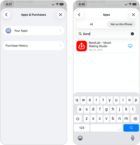 Redownloading an app through the Purchase History menu in the App Store