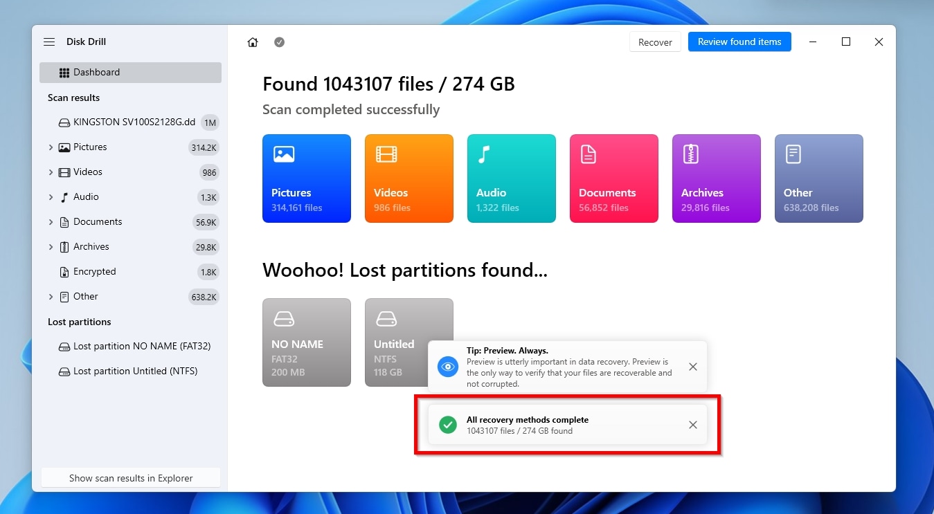 Disk Drill Attached Disk Image All Recovery Methods Complete