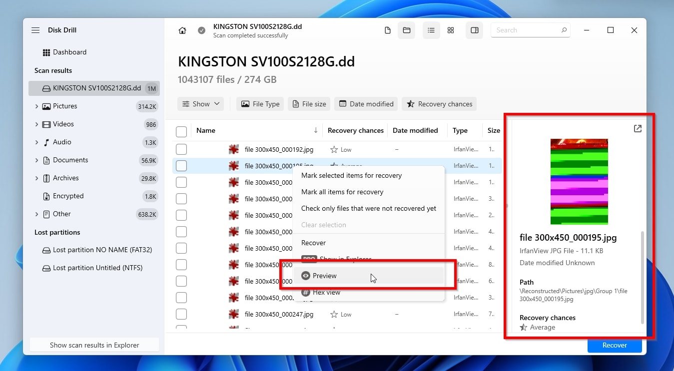 Disk Drill Attached Disk Image Previewing Problematic File