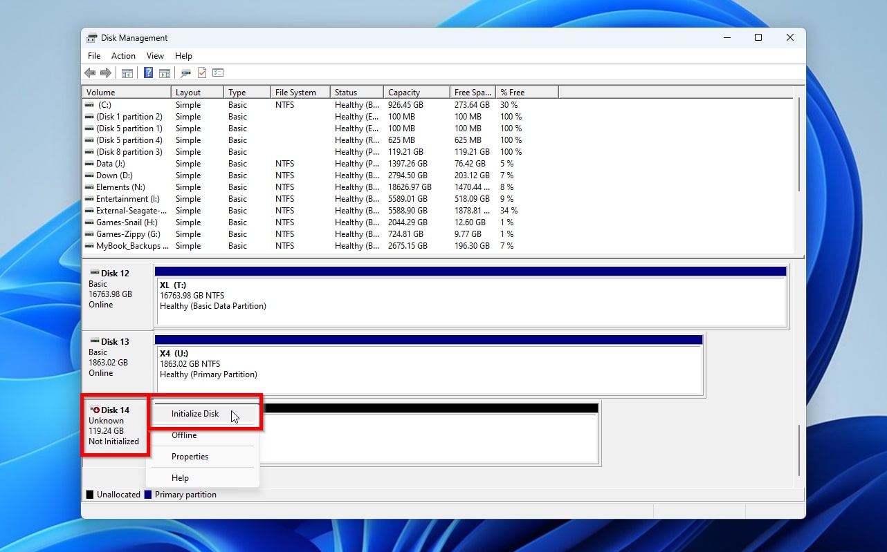 Disk Management Manually Choosing To Initialize Disk