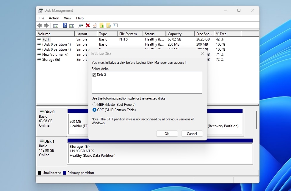 Disk Management Prompting To Initialize Disk