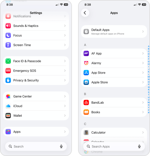 Opening the App Store menu in the Settings app