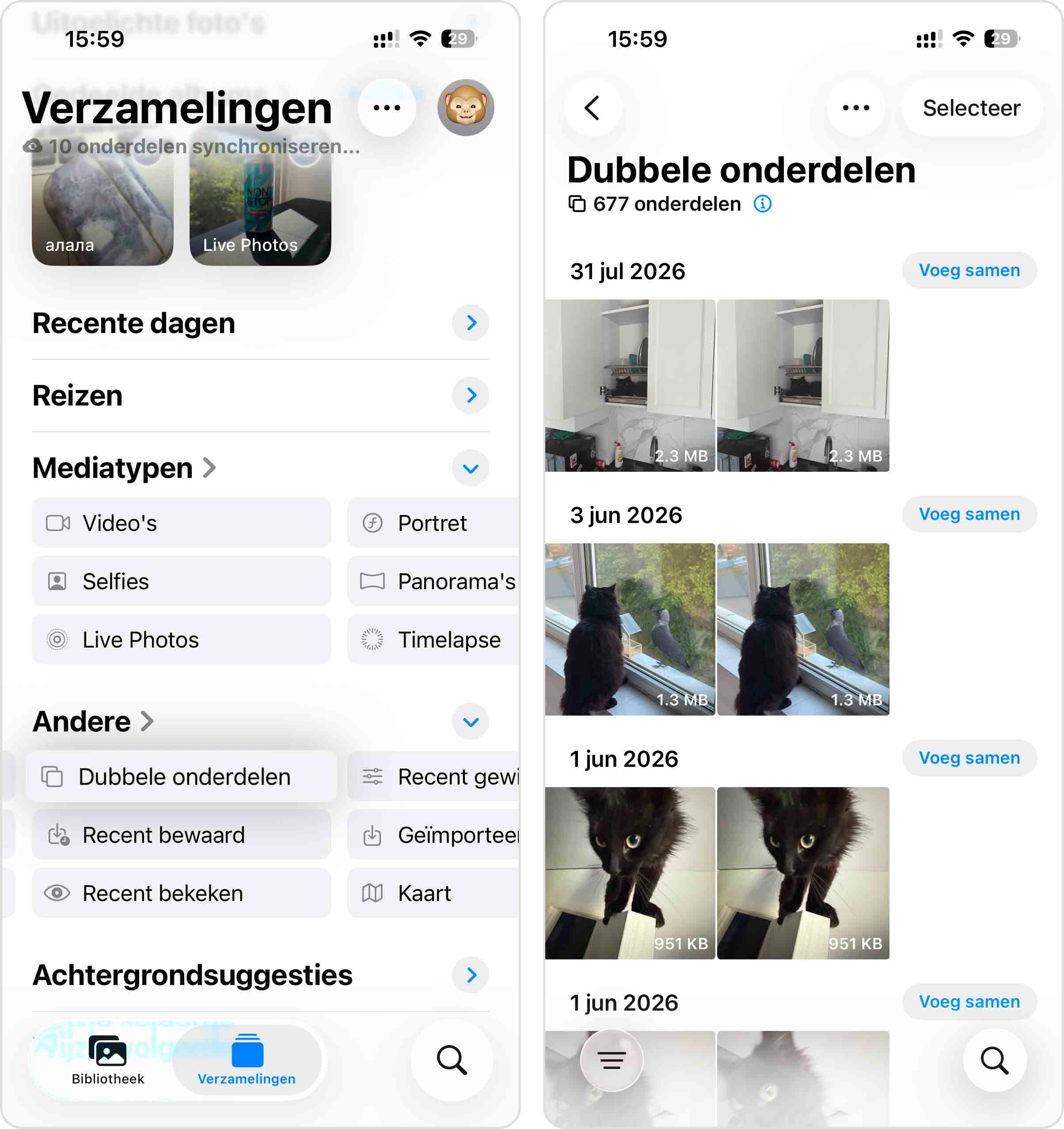 album dubbelen openen