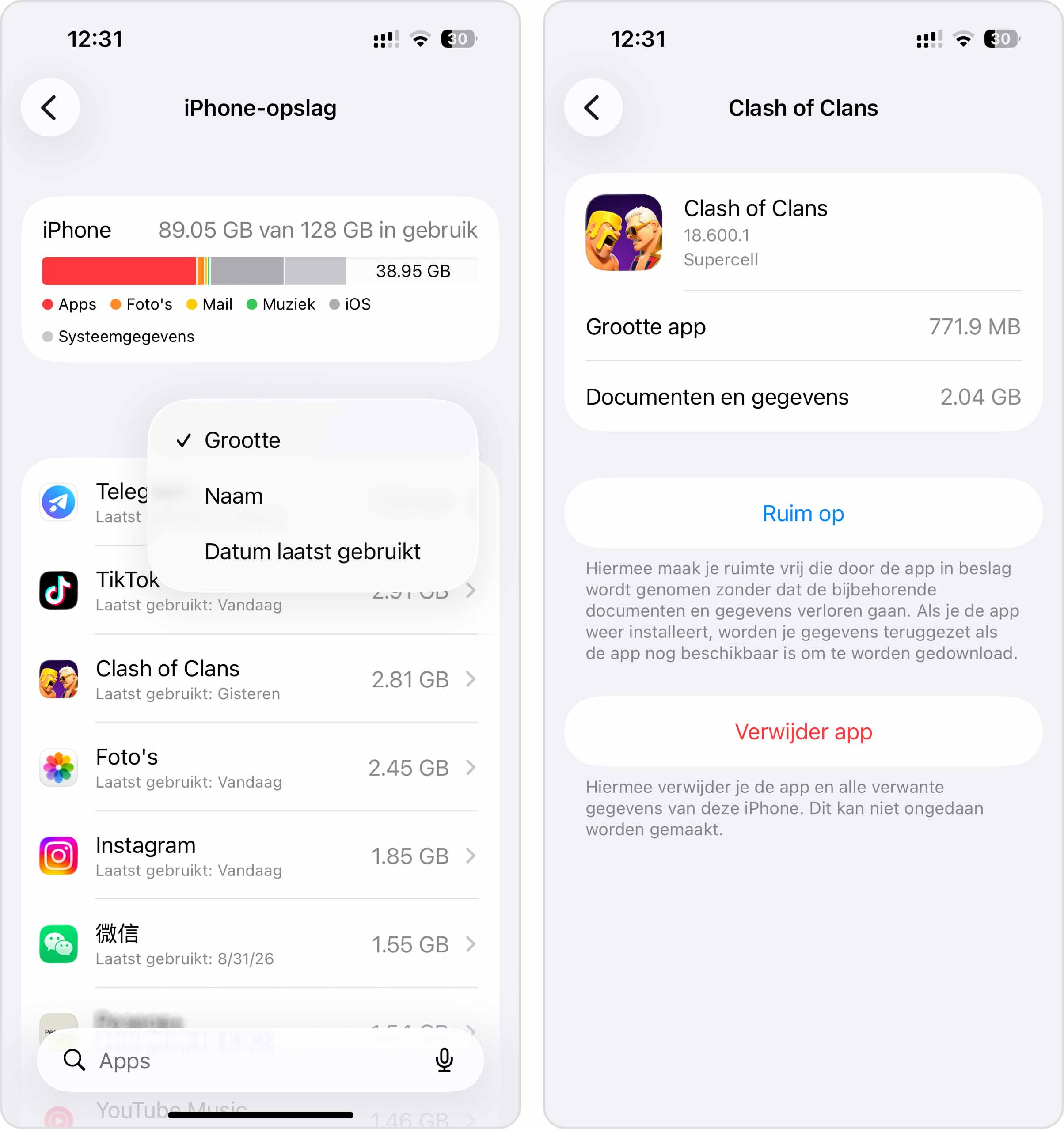 app verwijderen van iPhone
