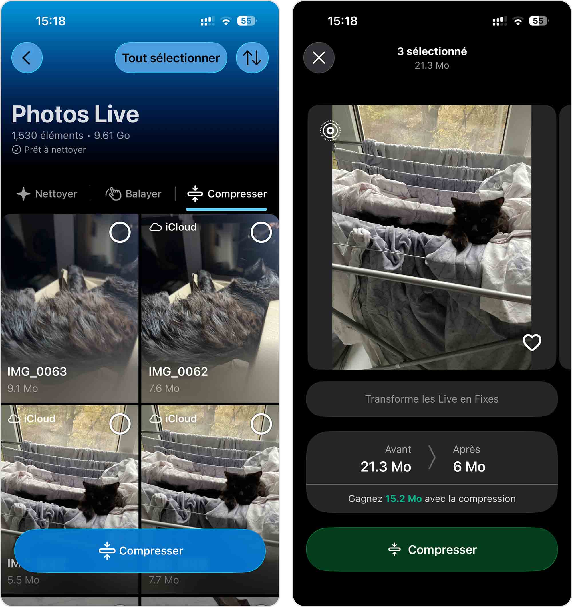 Compressez vos Live Photos avec l'application Clever Cleaner