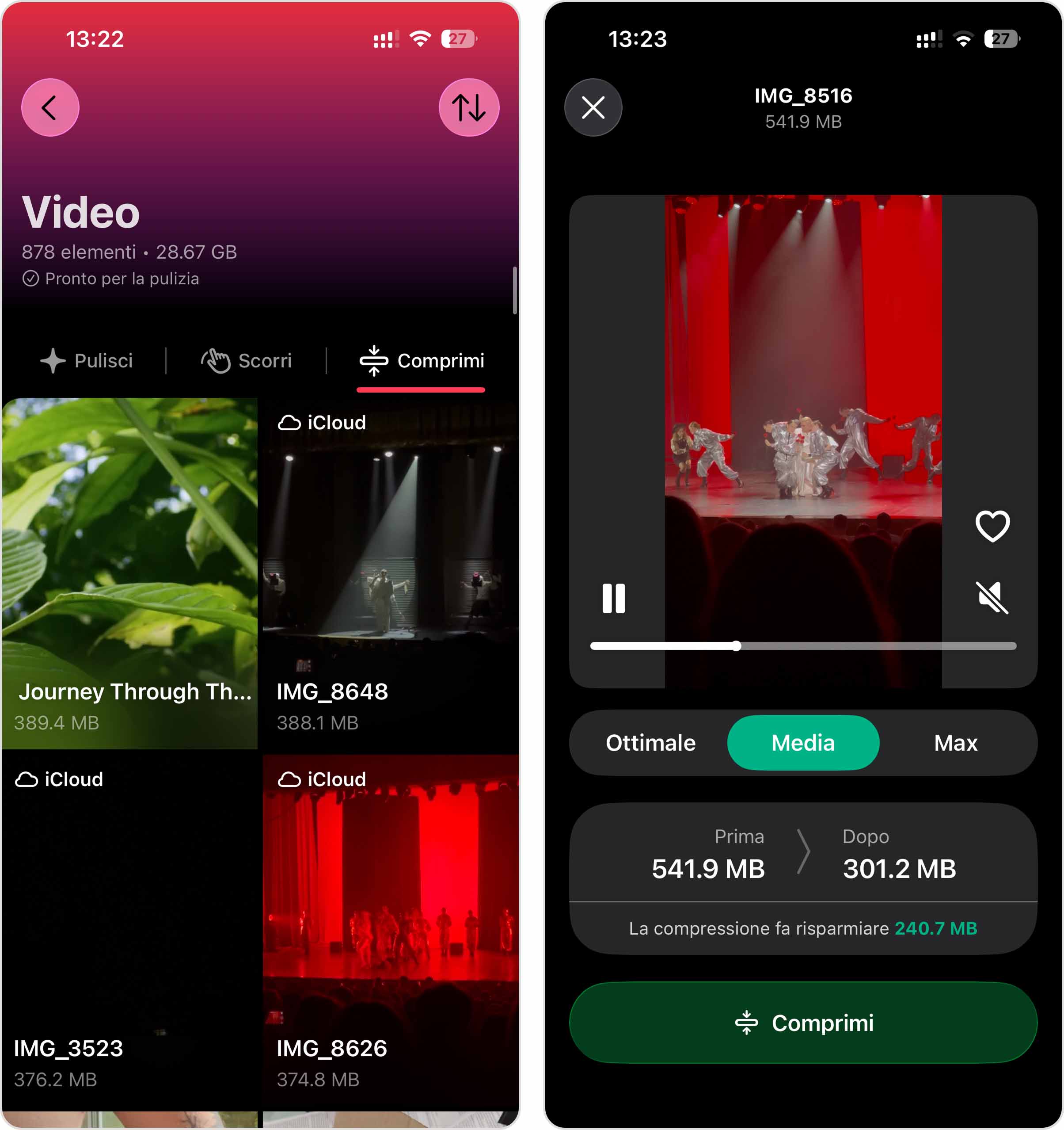 Comprimi i video in Clever Cleaner