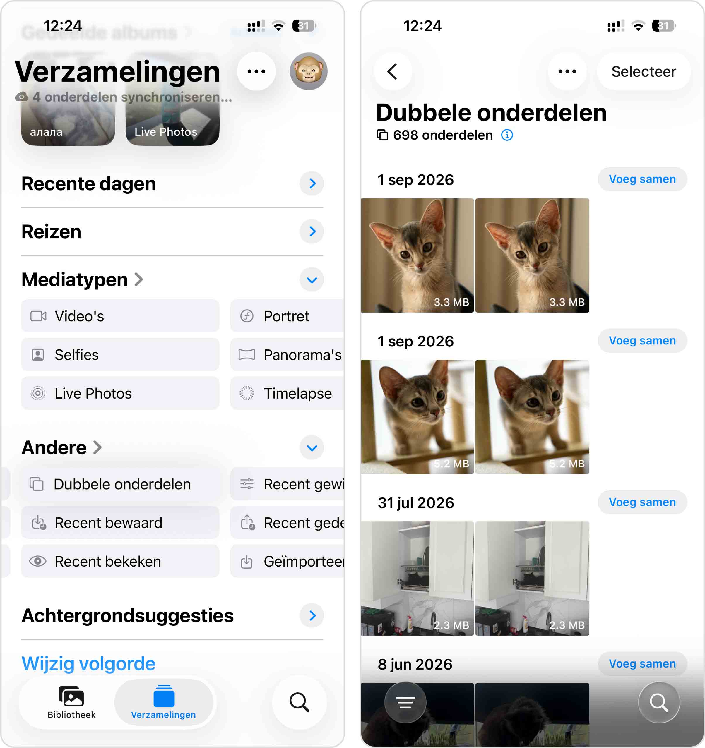 dubbele foto's samenvoegen in de foto-app