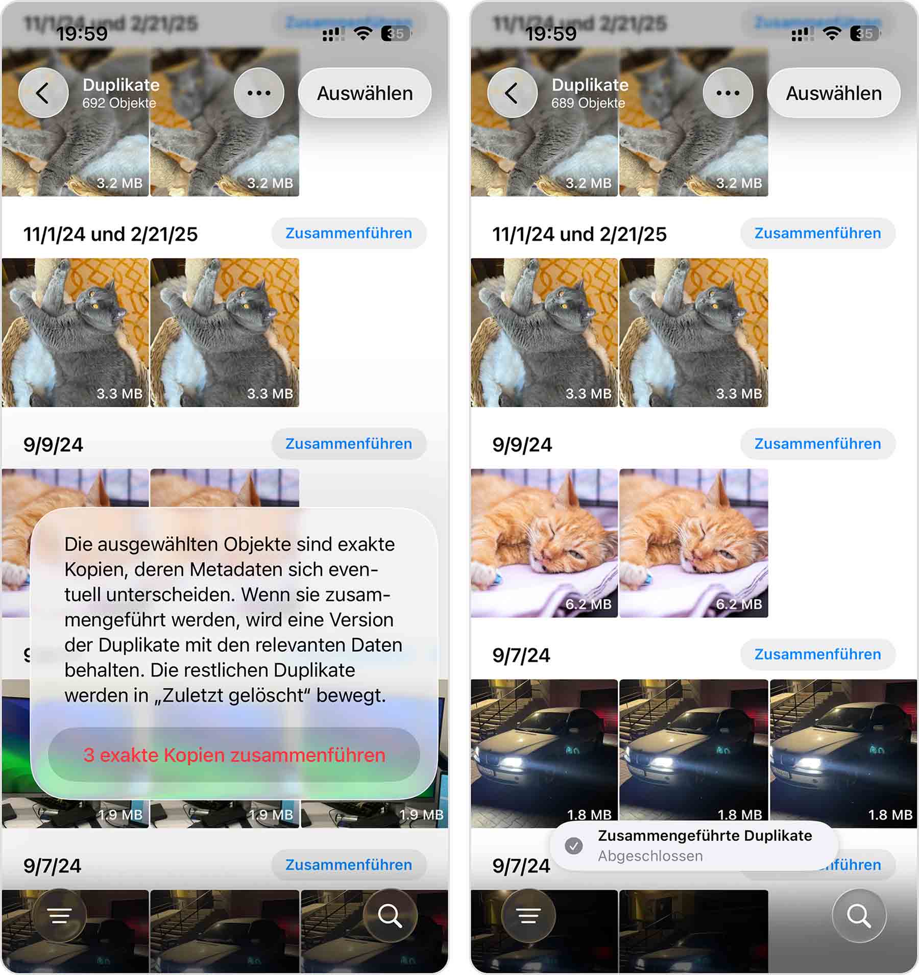 Duplikate in der Fotos-App zusammenführen