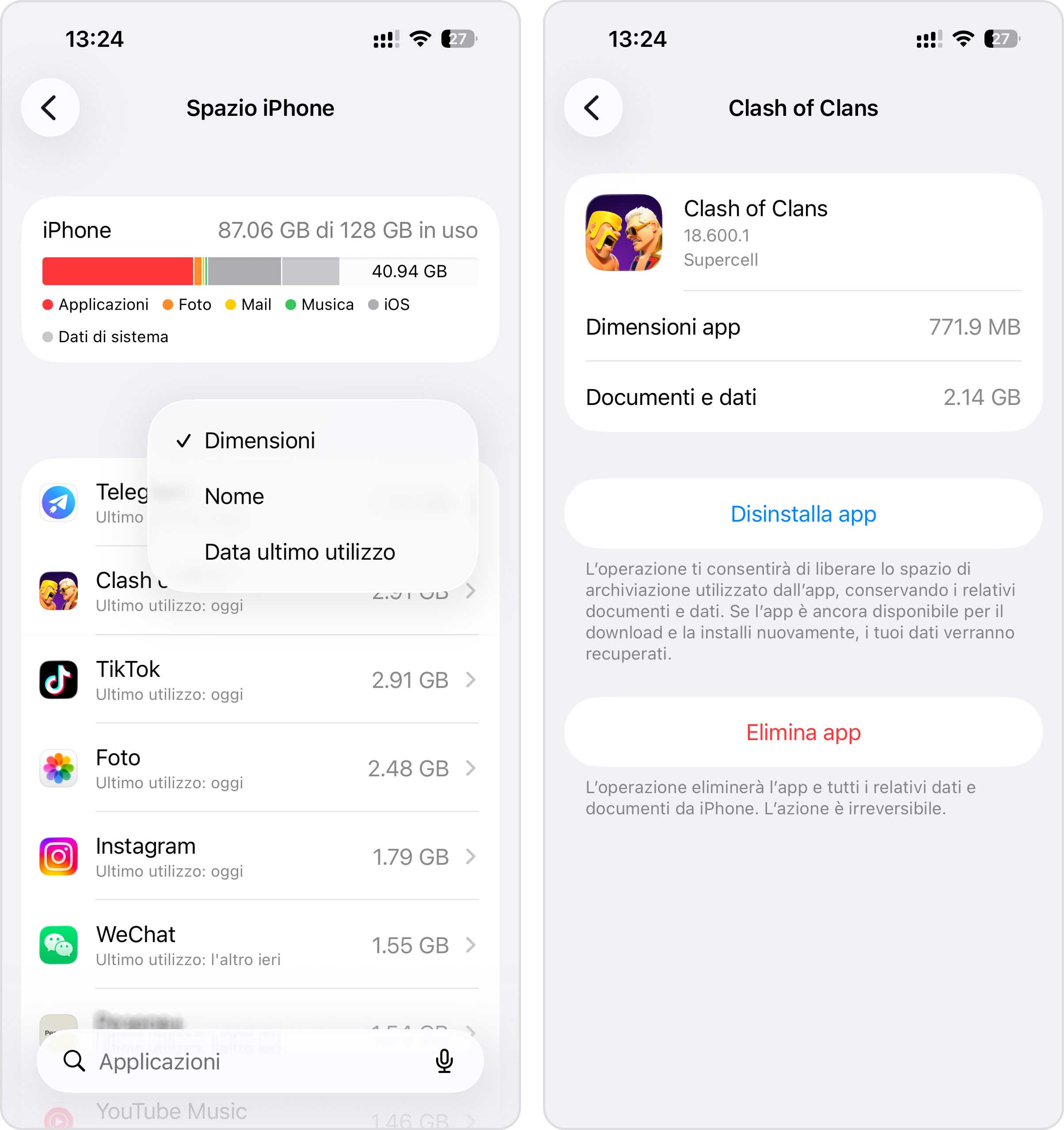 eliminare l'app dall'iPhone
