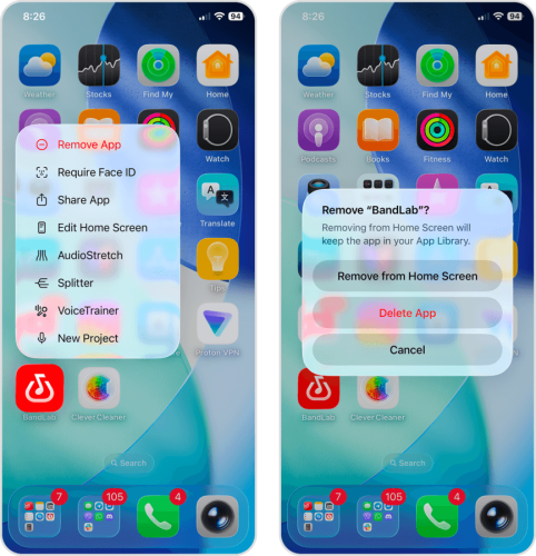 Uninstalling an app via the iPhone home screen